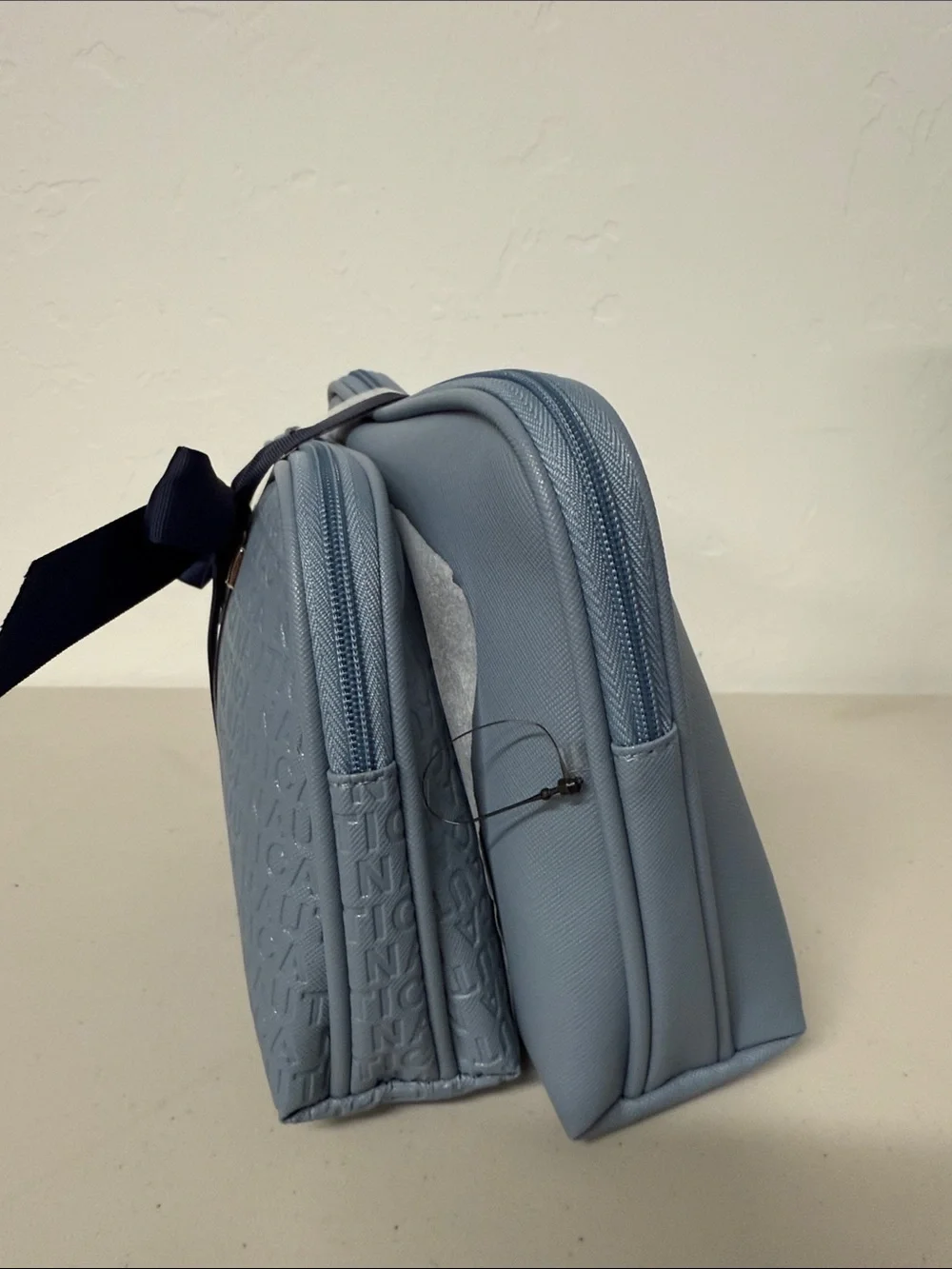 Nautica Light Blue Embossed Cosmetic Pouch 2 pcs Set Full Zipper 3D Print Logo